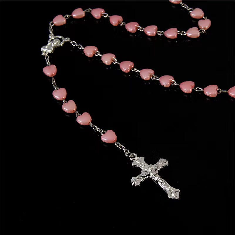Heart-shaped Pink Rosary