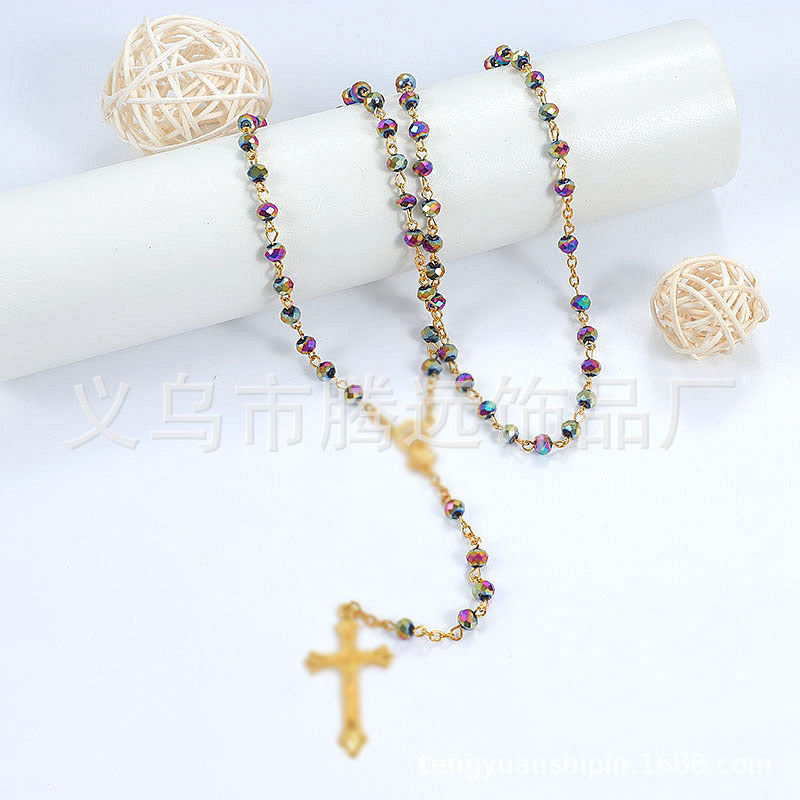 Rosary - Colorful Pink Crystal