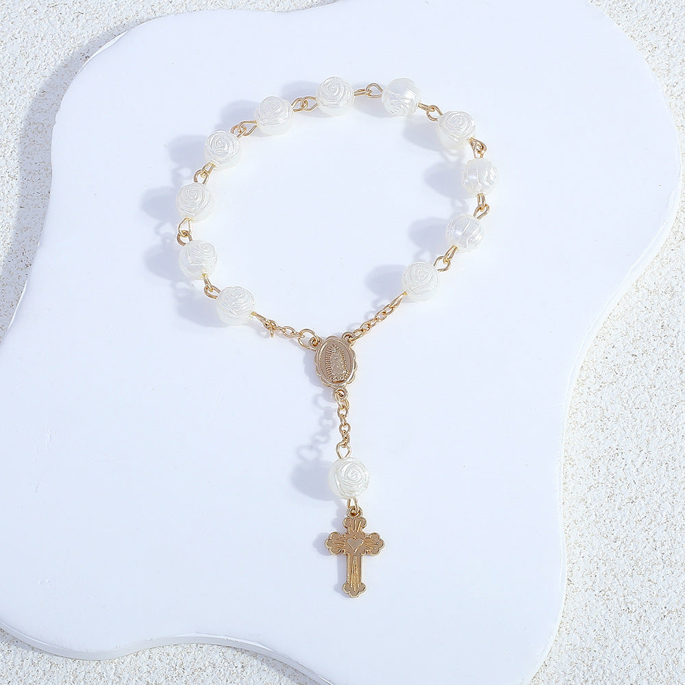 Rosary Bracelet - Angel Rose Pearl Gift