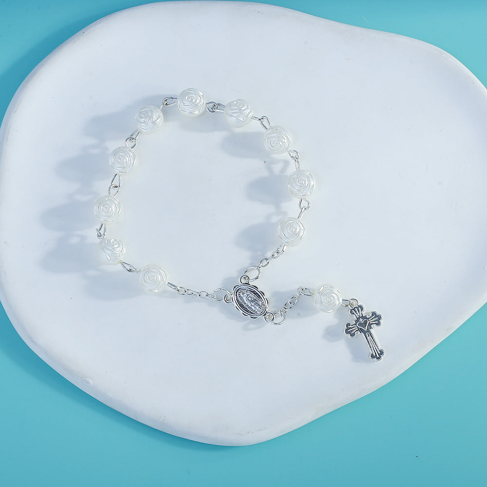Rosary Bracelet - Angel Rose Pearl Gift