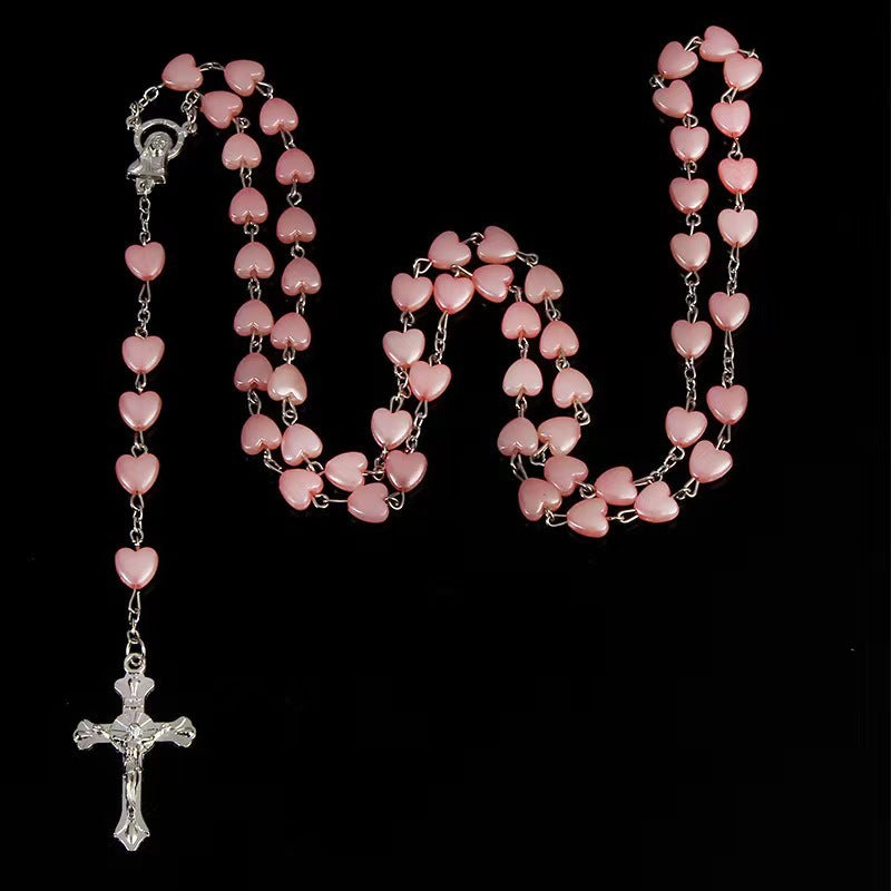 Heart-shaped Pink Rosary