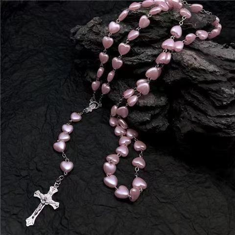 Heart-shaped Pink Rosary