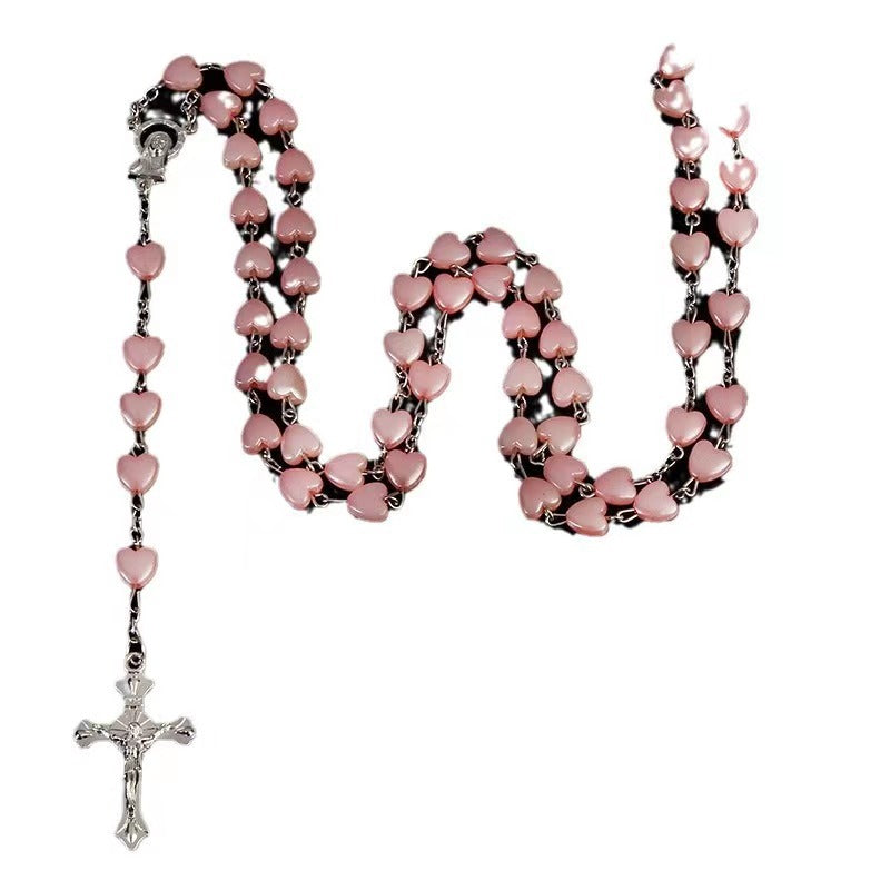 Heart-shaped Pink Rosary