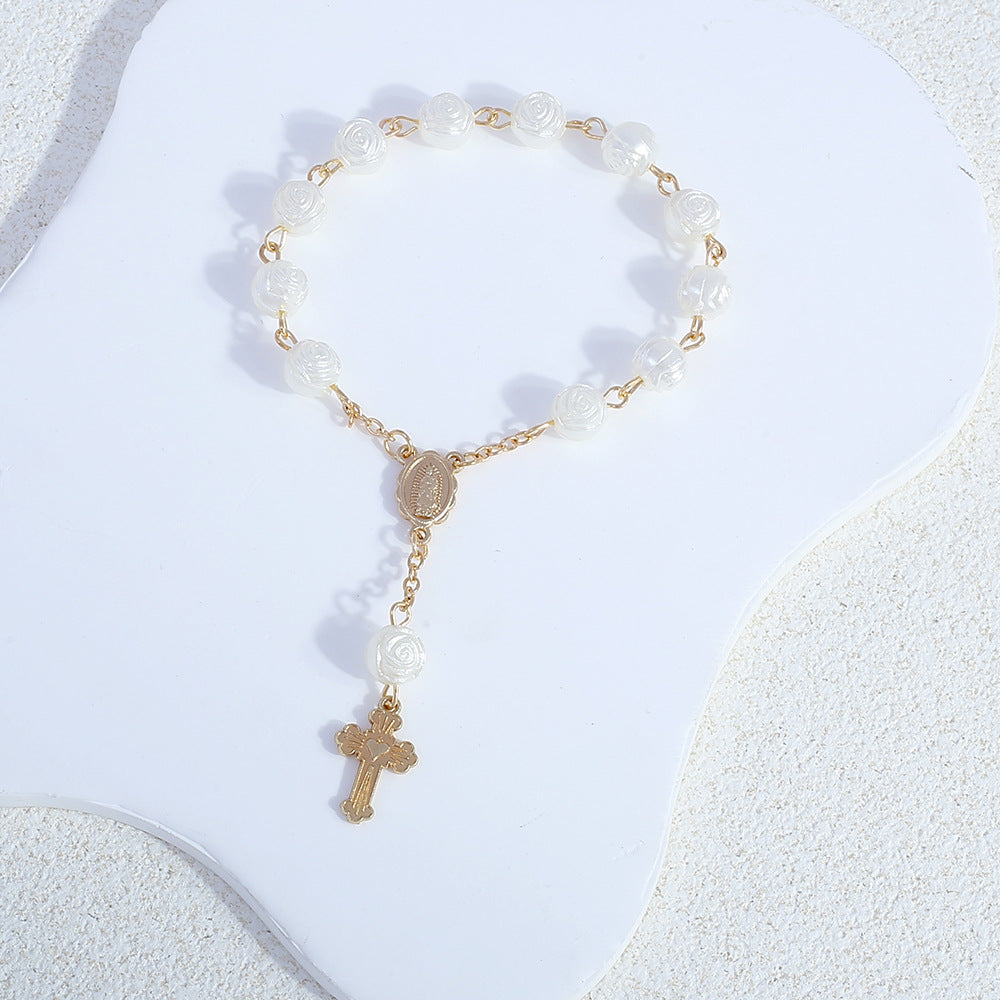 Rosary Bracelet - Angel Rose Pearl Gift