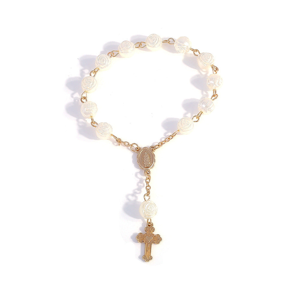 Rosary Bracelet - Angel Rose Pearl Gift