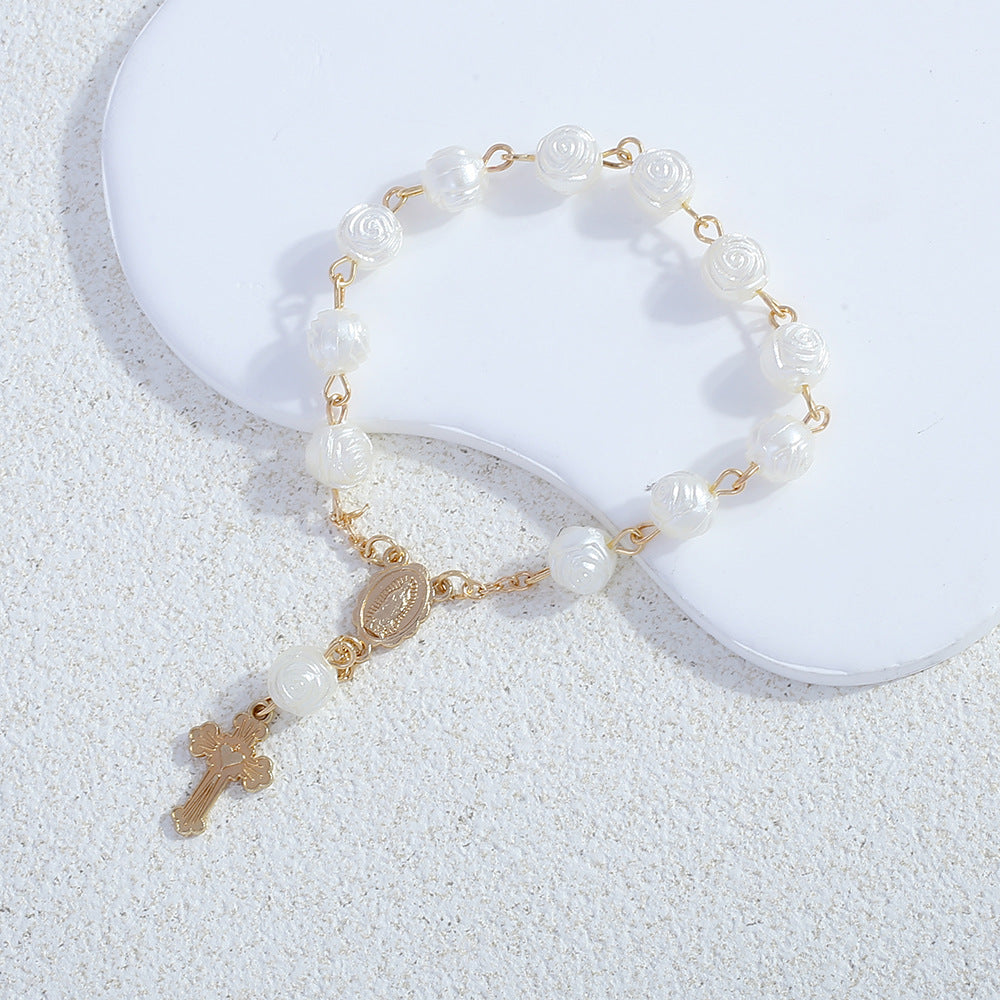 Rosary Bracelet - Angel Rose Pearl Gift