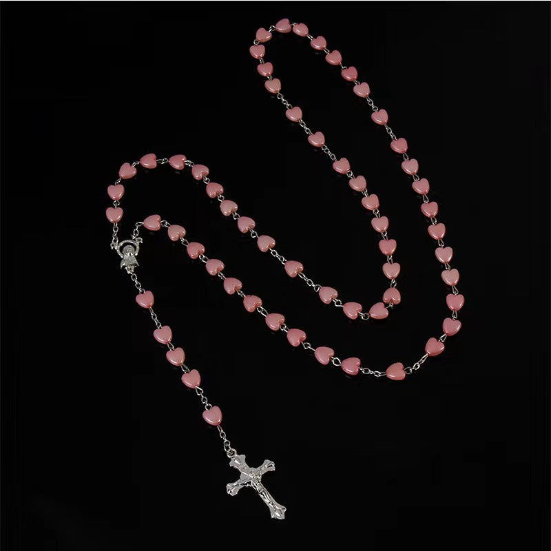 Heart-shaped Pink Rosary