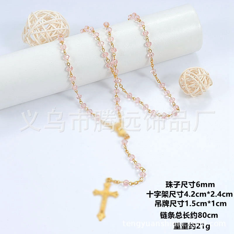 Rosary - Colorful Pink Crystal