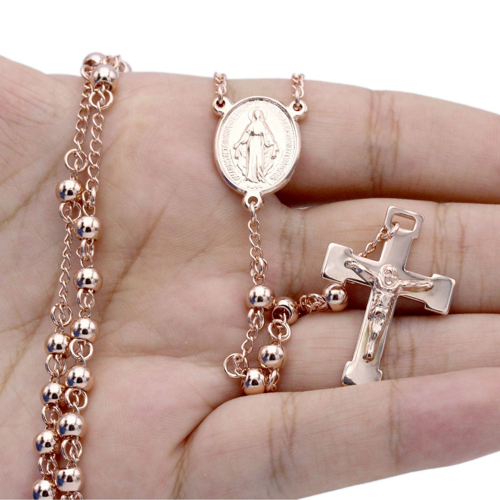 Traditional Rose Gold Rosary - medium beads