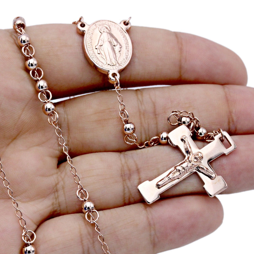 Traditional Rose Gold Rosary - medium beads