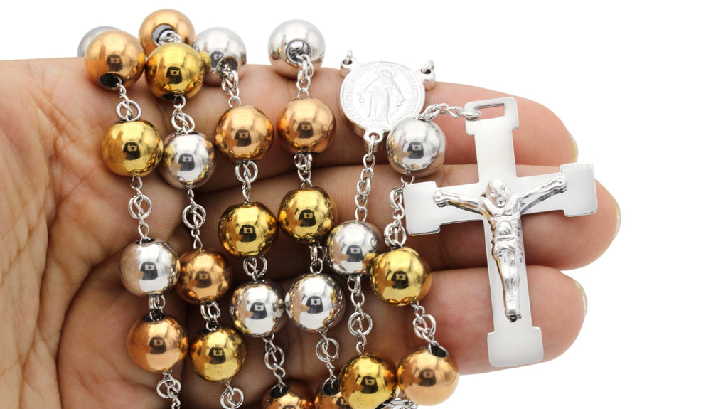 Traditional Tri Tone Rosary - large beads